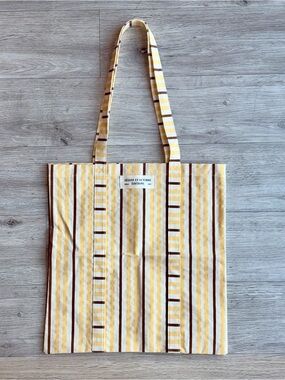 ☀️ NWOT Sézane Striped Canvas Tote in Yellow, Brown, Cream